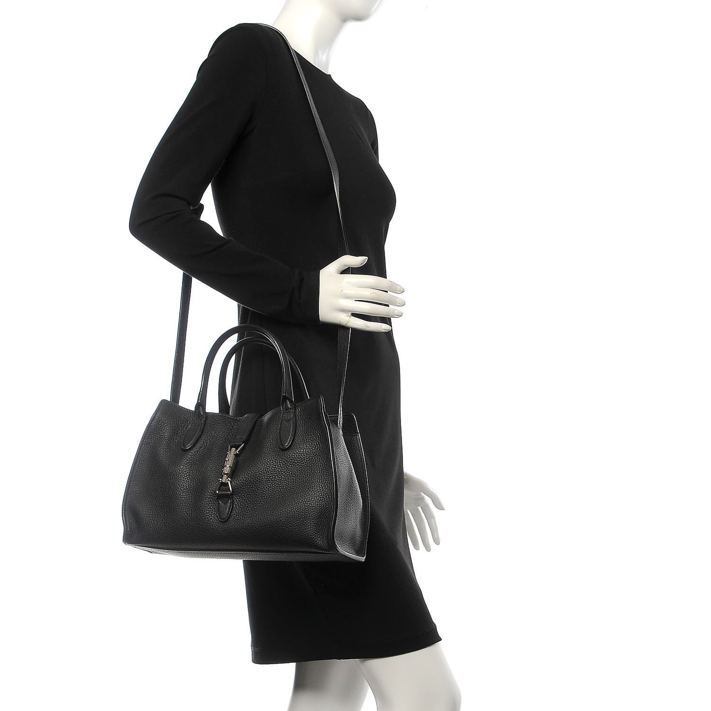 Soft Calfskin Small Jackie Top Handle Bag Black