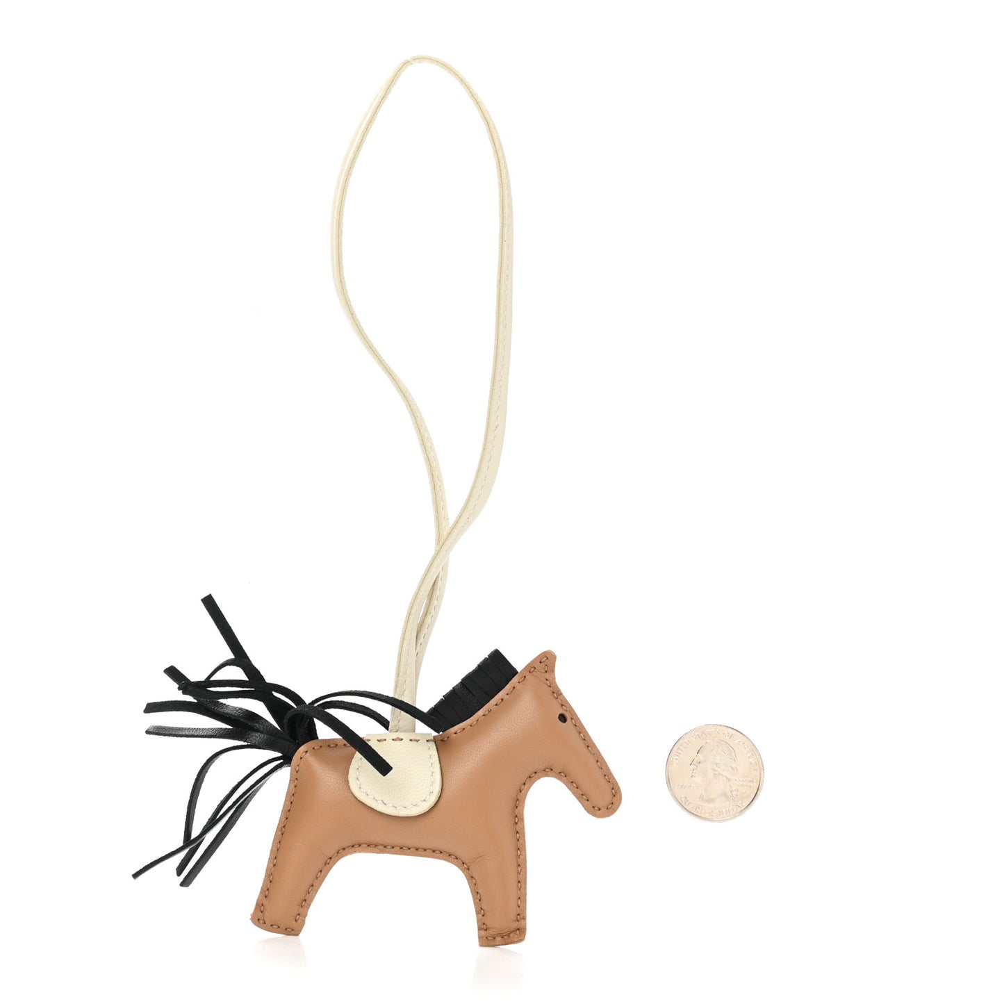 Milo Lambskin Grigri Rodeo Bag Charm PM Chai Black Craie