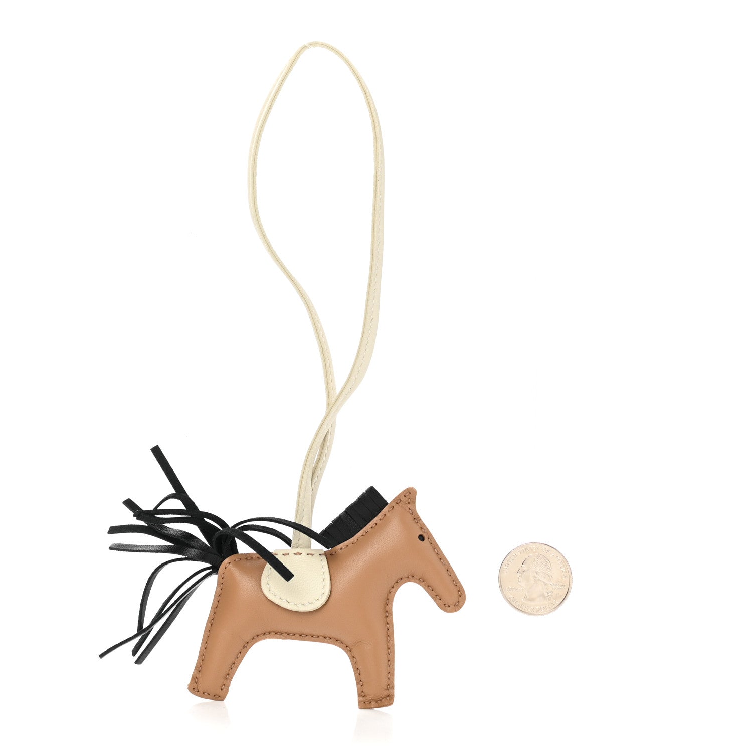 Hermes Milo Lambskin Grigri Rodeo Bag Charm PM Chai Black Craie 2 of 5