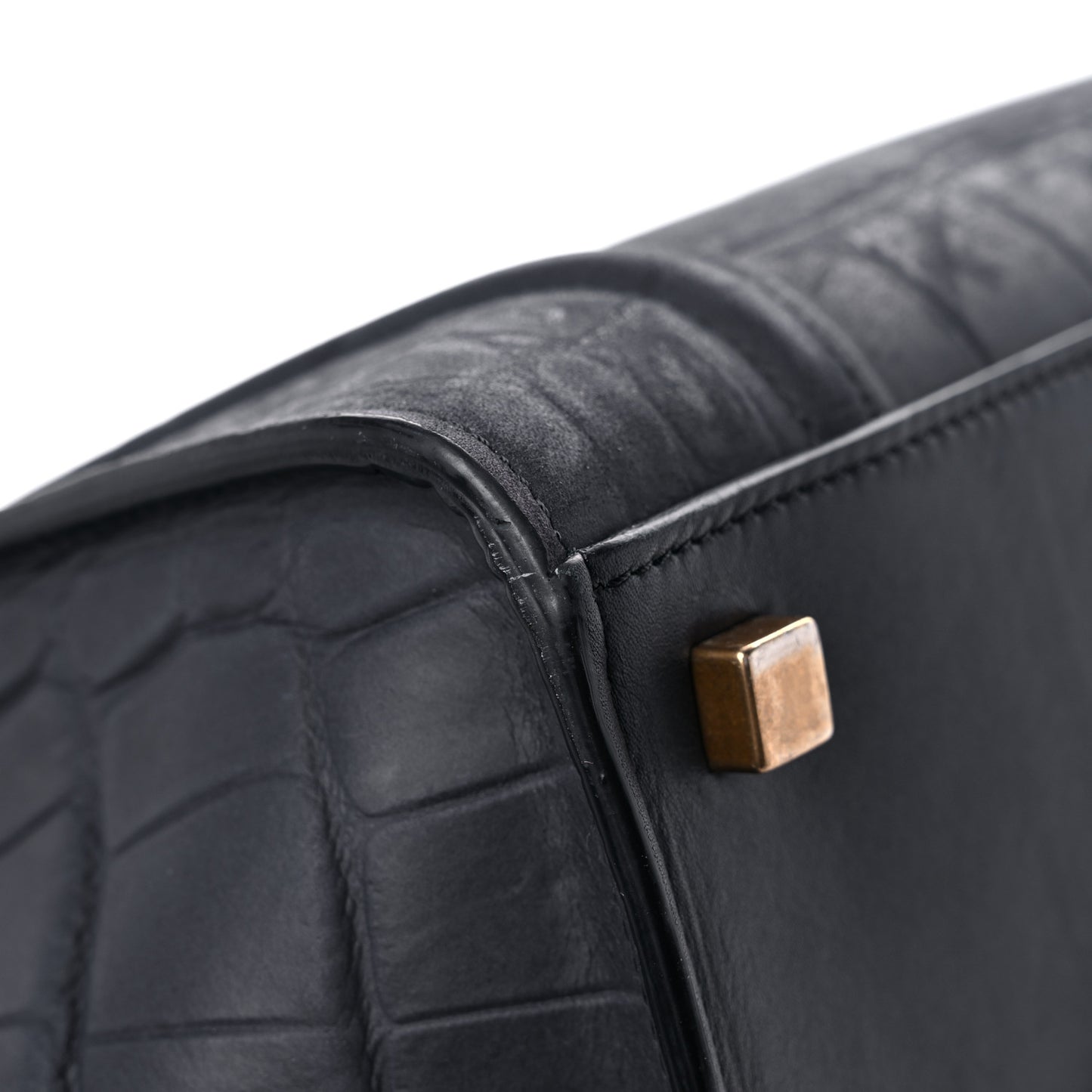 Crocodile Embossed Calfskin Medium Phantom Luggage Navy Blue