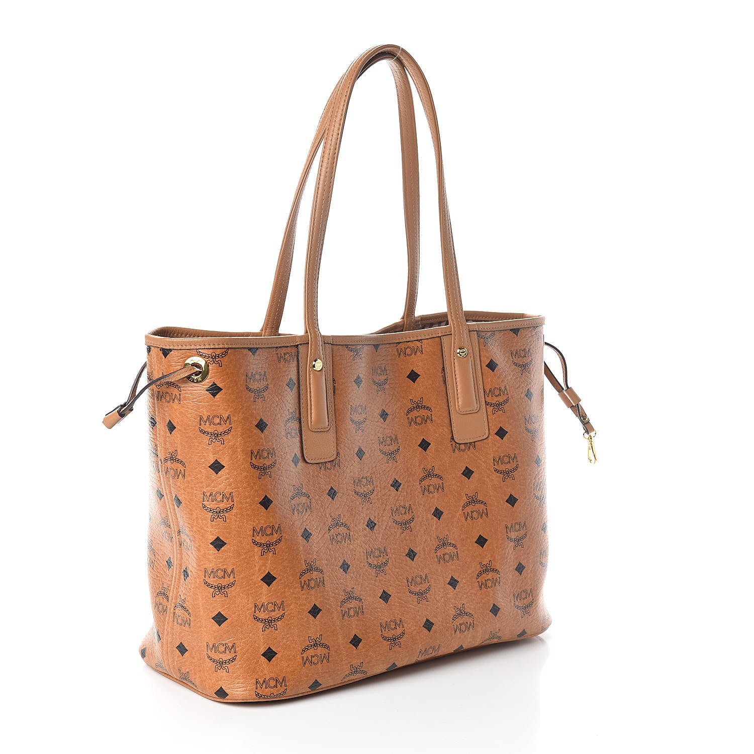 MCM Visetos Medium Liz Reversible Shopper Tote Cognac 6 of 15