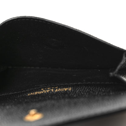 Saint Laurent Grain De Poudre Uptown Monogram Card Case Black 5 of 9