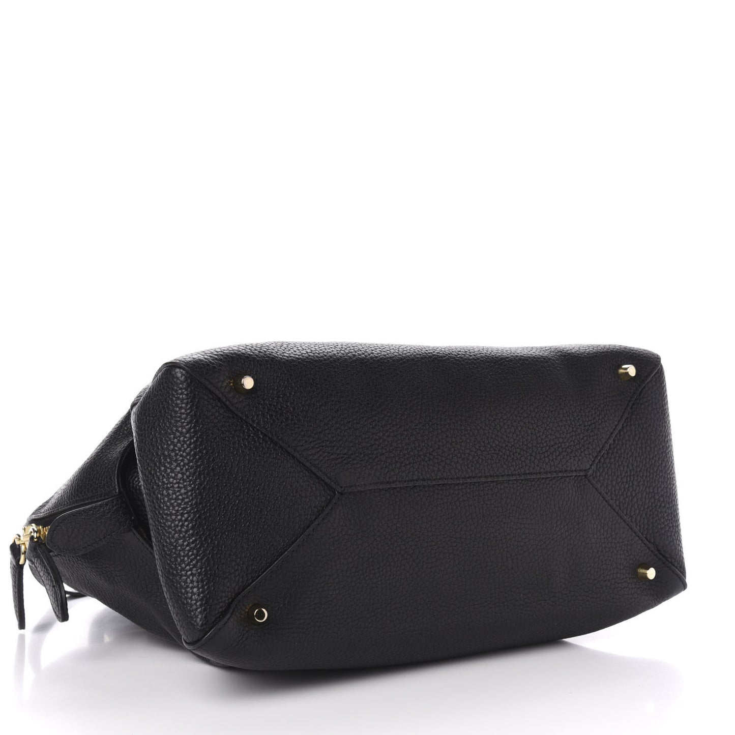 London Grainy Calfskin Medium Greenwood Bowling Bag Black