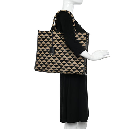 Prada Jacquard Saffiano Triangolo Symbole Embroidered Large Tote Black Corda 2 of 9