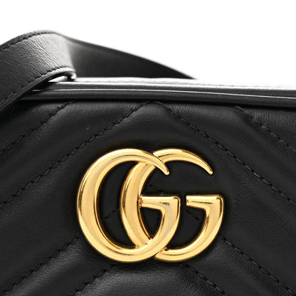 Gucci Calfskin Matelasse Mini GG Marmont Chain Shoulder Bag Black 8 of 10