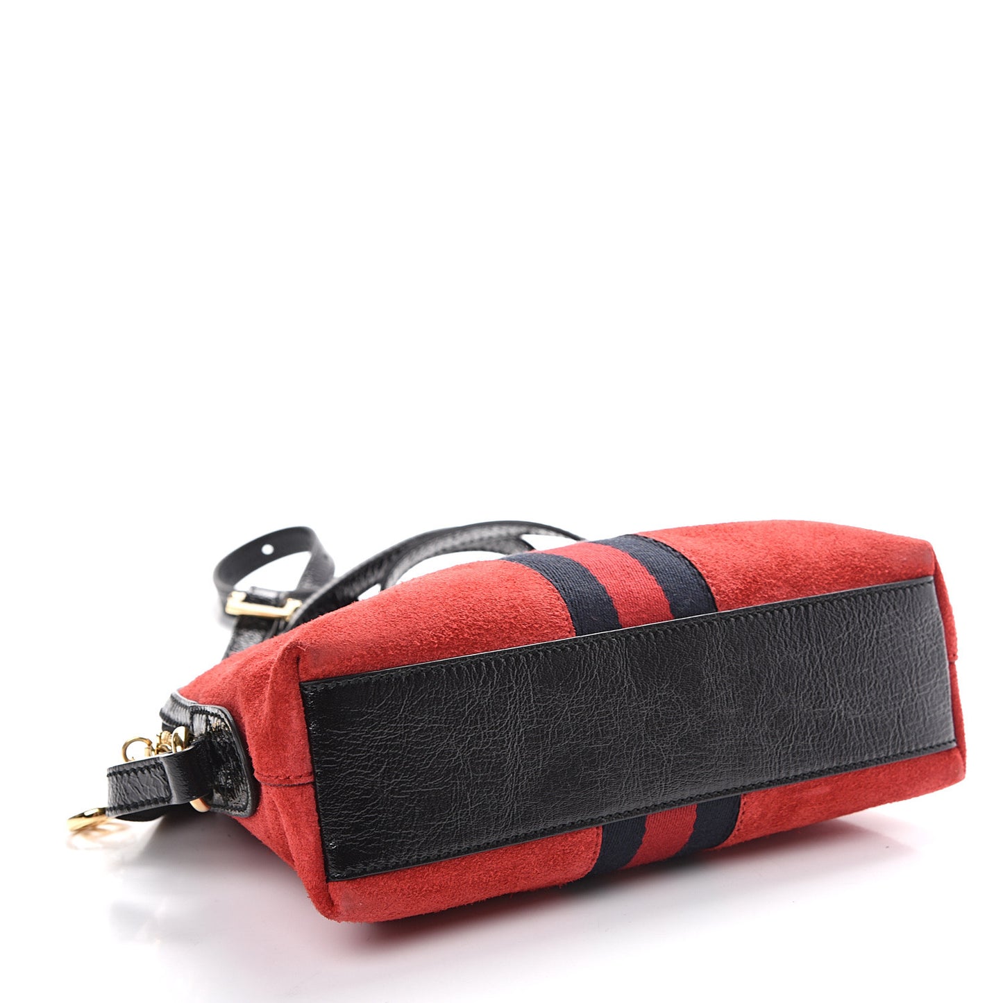 Suede Patent Web GG Small Ophidia Dome Shoulder Bag Hibiscus Red