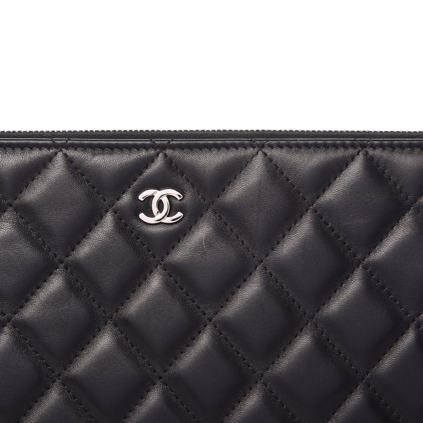 Lambskin Quilted Medium Cosmetic Case Black