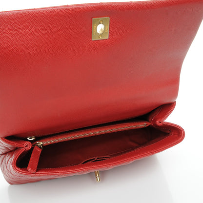 Chanel Caviar Quilted Small Coco Handle Flap Red 5 of 7