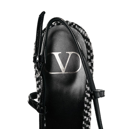 Valentino Garavani Tweed Signature Vlogo Slingback 80mm Pumps 38.5 Black 7 of 10