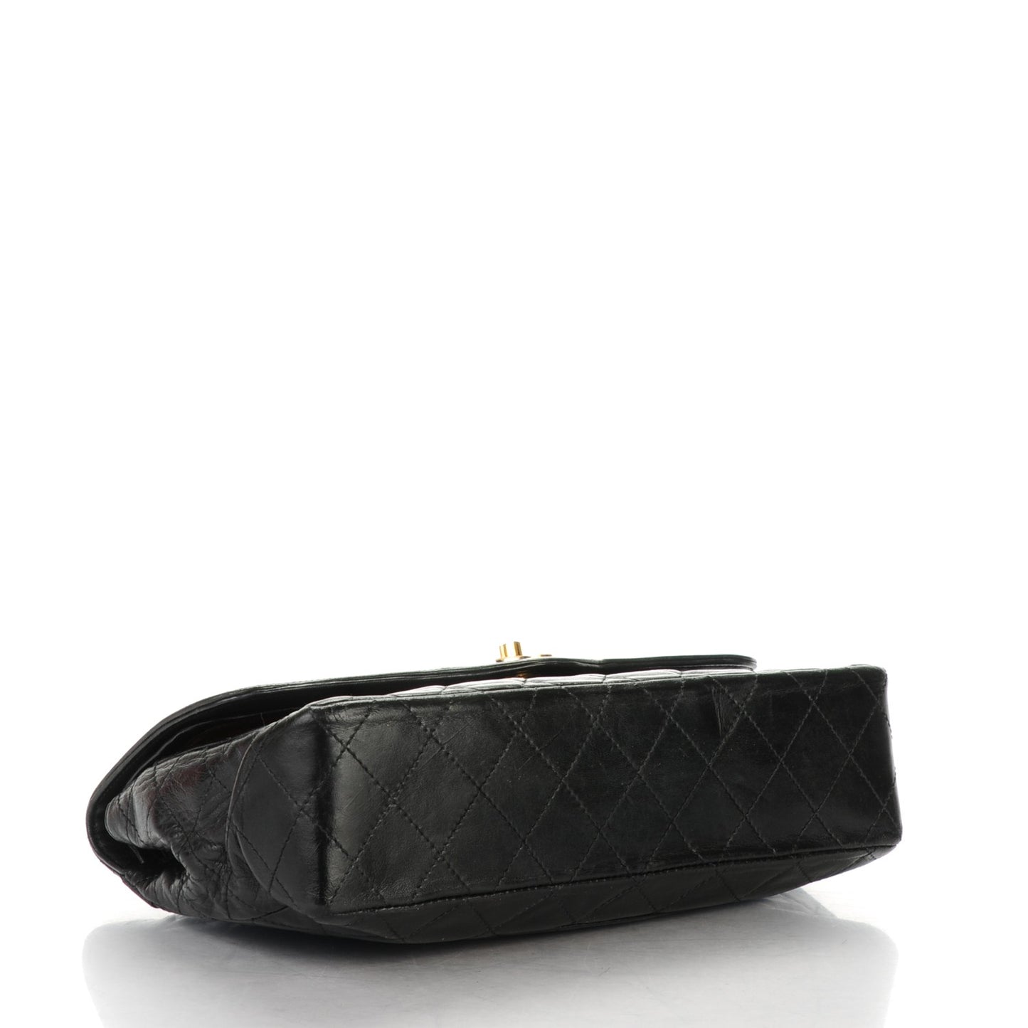 Lambskin Quilted Medium Double Flap Black