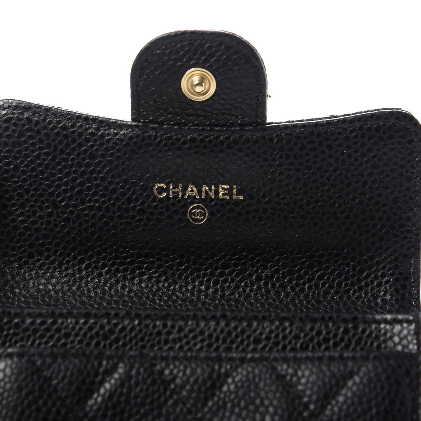 Caviar Quilted Flap Card Holder Black
