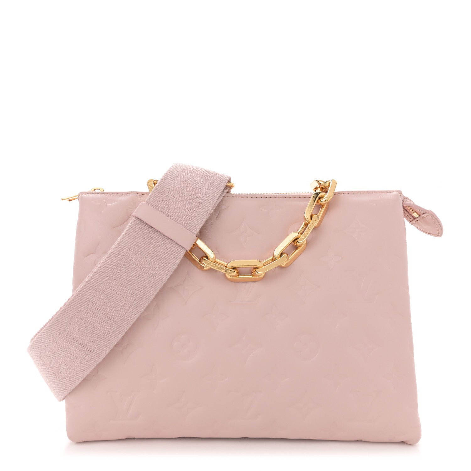 Louis Vuitton Lambskin Embossed Monogram Coussin PM Rose Rose 1 of 10