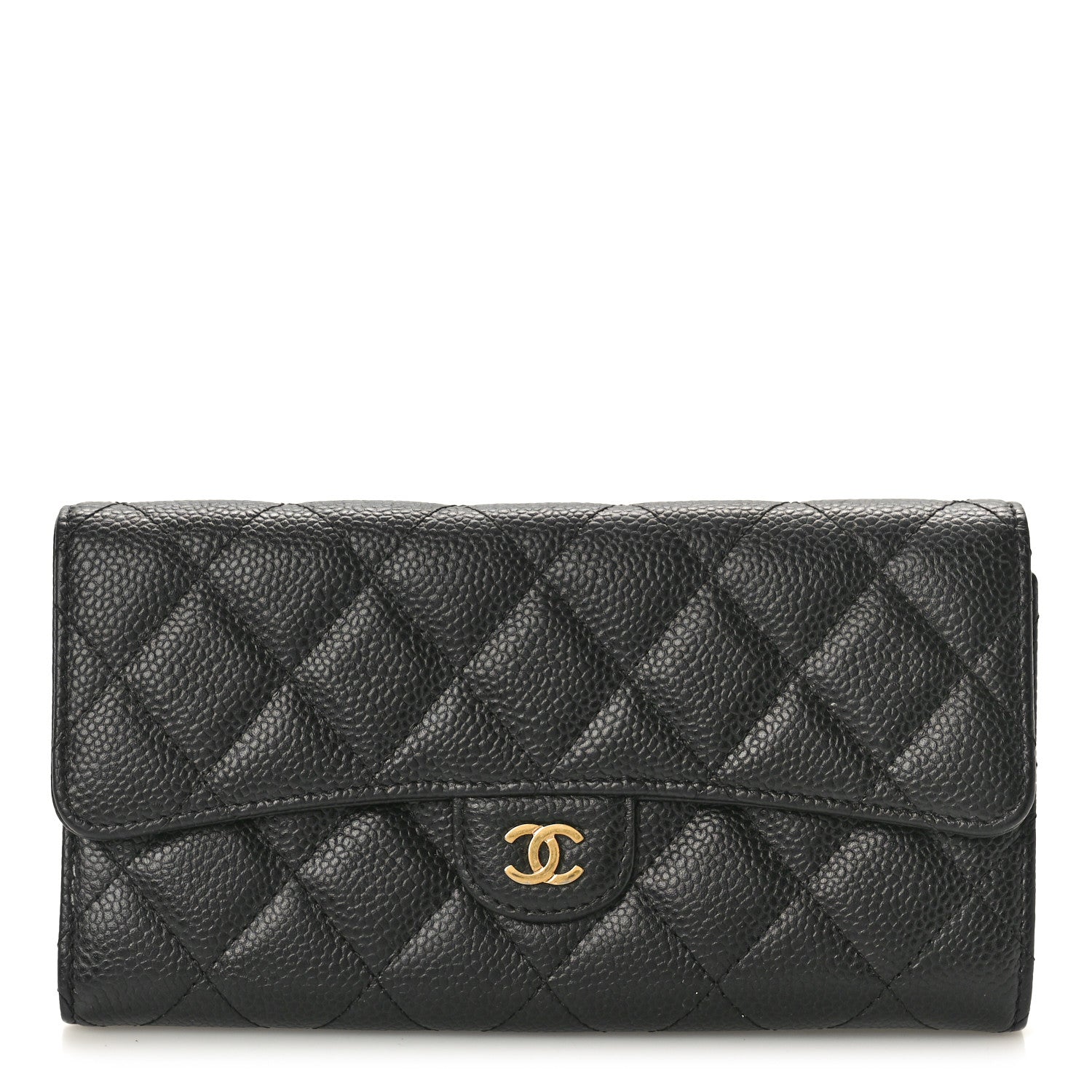 Chanel Caviar Quilted Large Gusset Flap Wallet Black 1 of 8