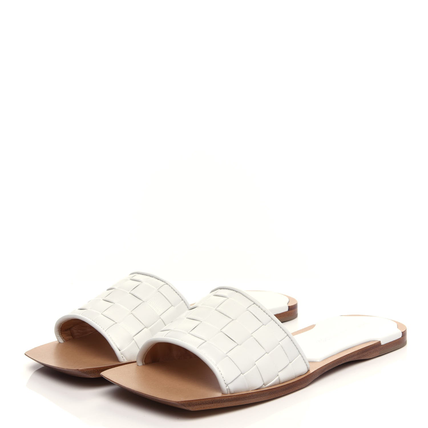 Bottega Veneta Nappa Intrecciato Squared Toe Flat Sandals 37.5 White 2 of 10
