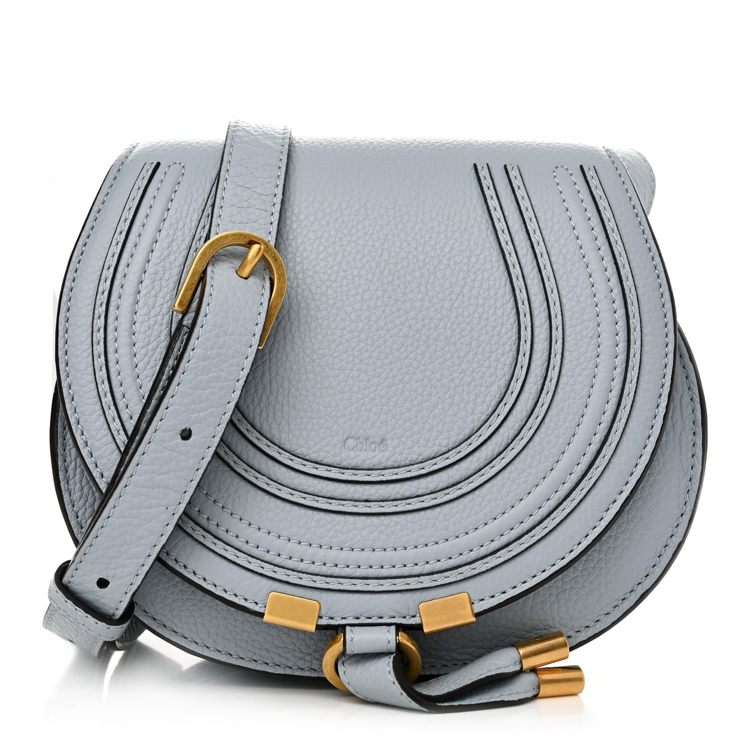 Chloe Grained Calfskin Small Marcie Saddle Bag Shady Blue 1 of 10