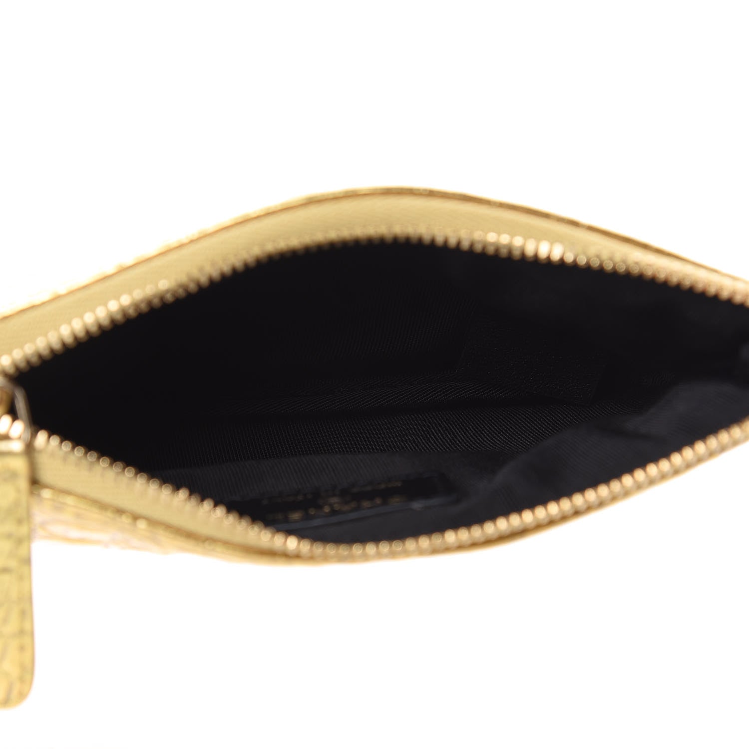 Chanel Metallic Calfskin Crocodile Embossed Cocodile Cosmetic Case Gold 5 of 7