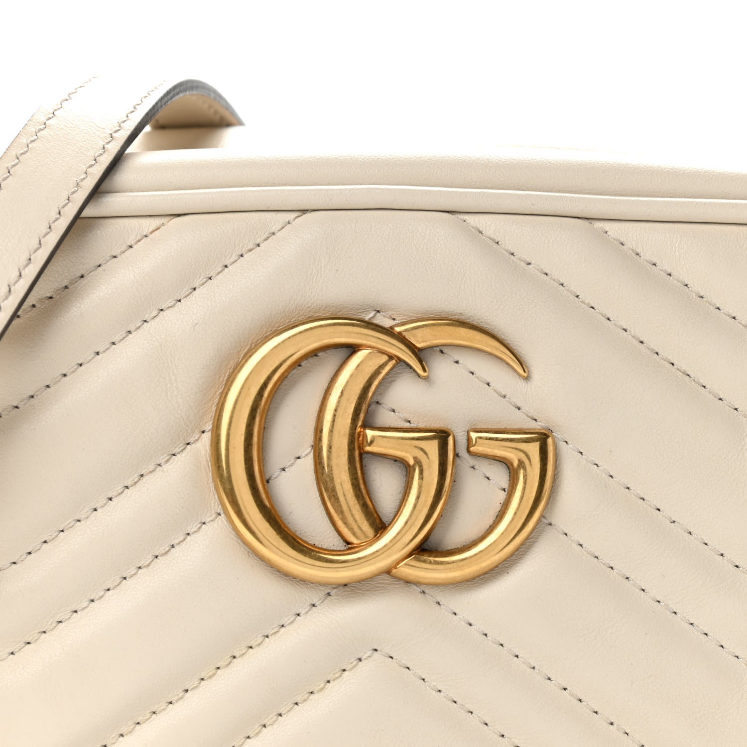 Gucci Calfskin Matelasse Small GG Marmont Chain Shoulder Bag White 8 of 10