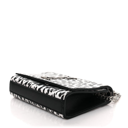 Saint Laurent Calfskin Leopard Small Monogram Kate Satchel White Black 6 of 6