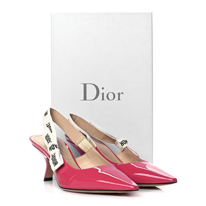 Christian Dior Patent Ribbon J'Adior Slingback 65mm Pumps 38 Fraise 10 of 10