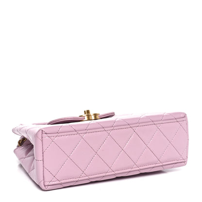 Chanel Shiny Aged Calfskin Quilted Nano Kelly Shopper Pink 4 of 10