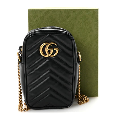 Gucci Calfskin Matelasse Mini GG Marmont Crossbody Bag Black 11 of 11