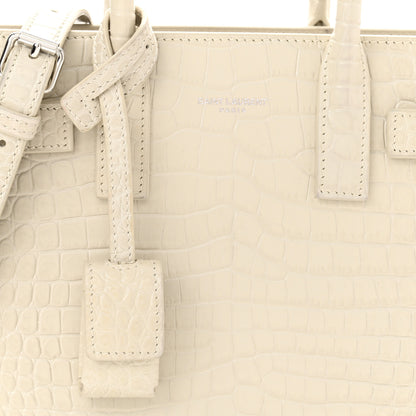 Saint Laurent Calfskin Crocodile Embossed Nano Sac De Jour Crema Soft 7 of 9