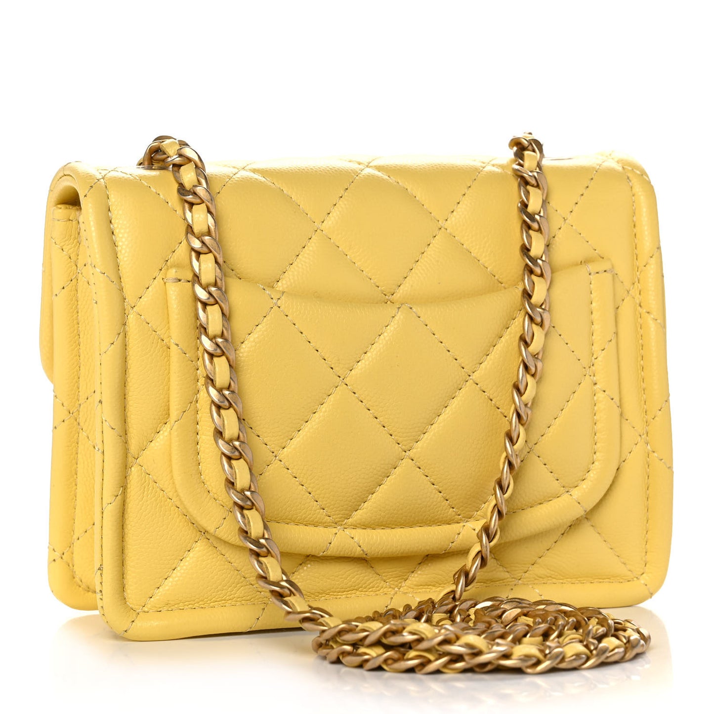 Caviar Quilted Mini Sweet Classic Flap Yellow