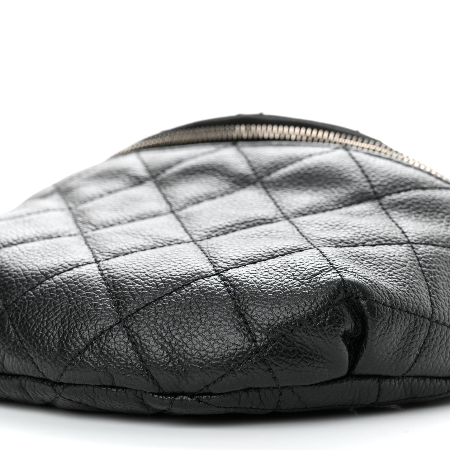 Grained Calfskin Quilted Waist Belt Bag Black