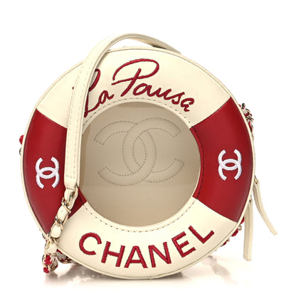 Chanel Lambskin Coco Lifesaver Round Bag Red White 1 of 13