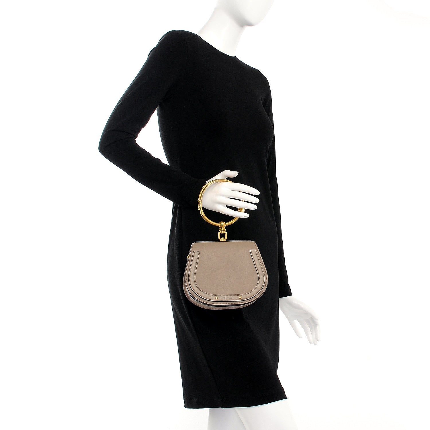 Chloe Calfskin Suede Small Nile Bracelet Bag Motty Grey 3 of 8