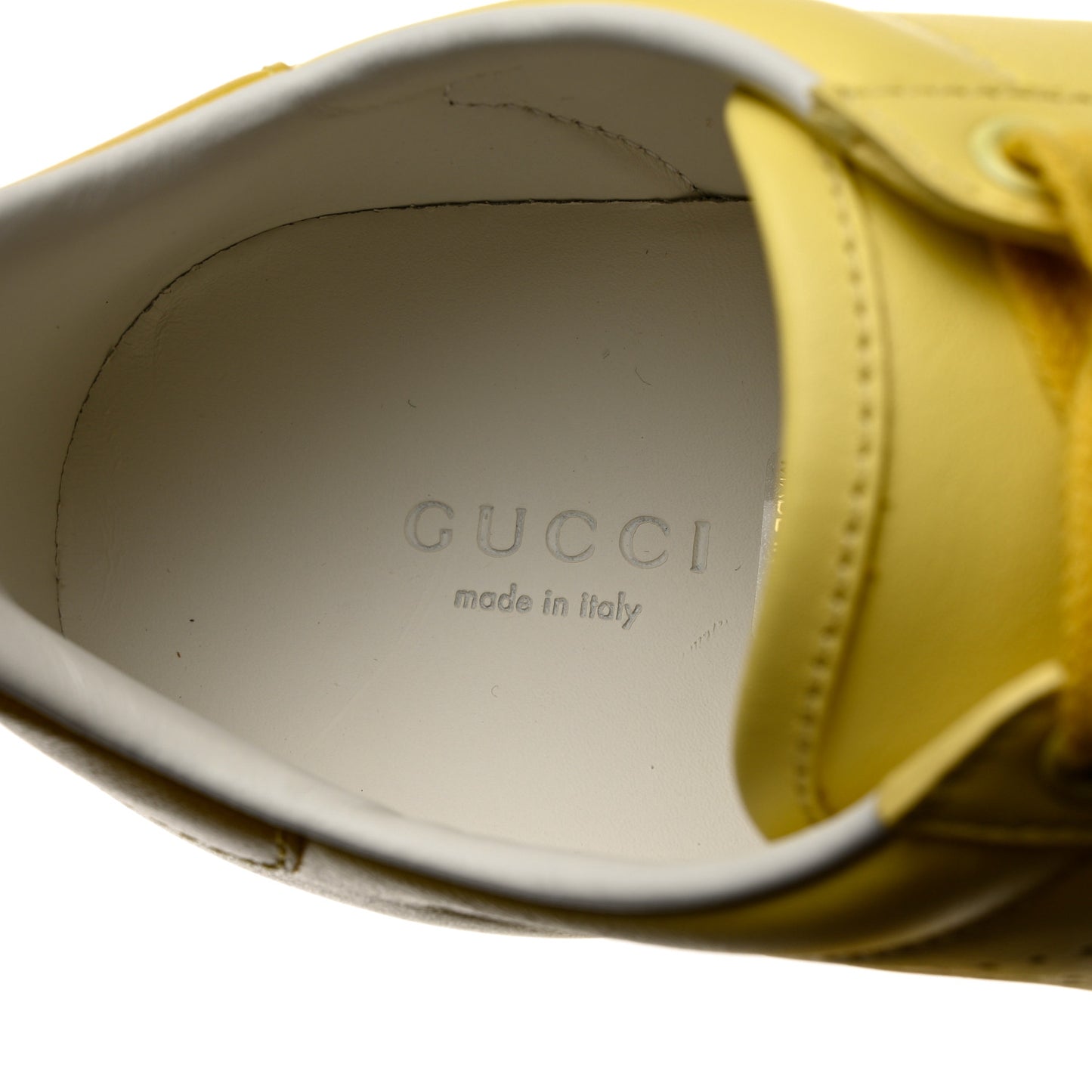 Calfskin Interlocking G Perforated Womens Ace Sneakers 36 Banana Straw Yellow