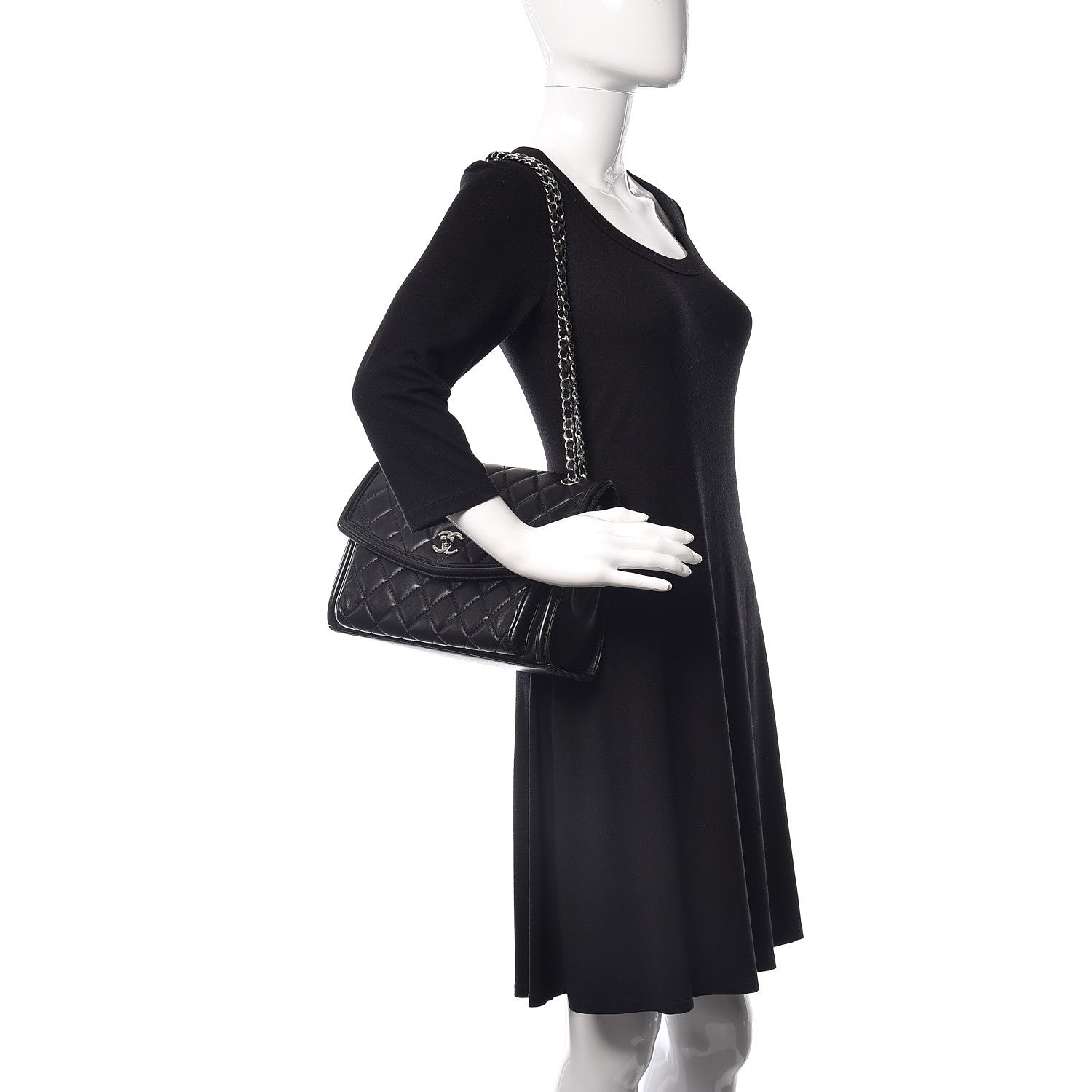 Chanel Lambskin Quilted Large Geometric Flap Black 2 of 11