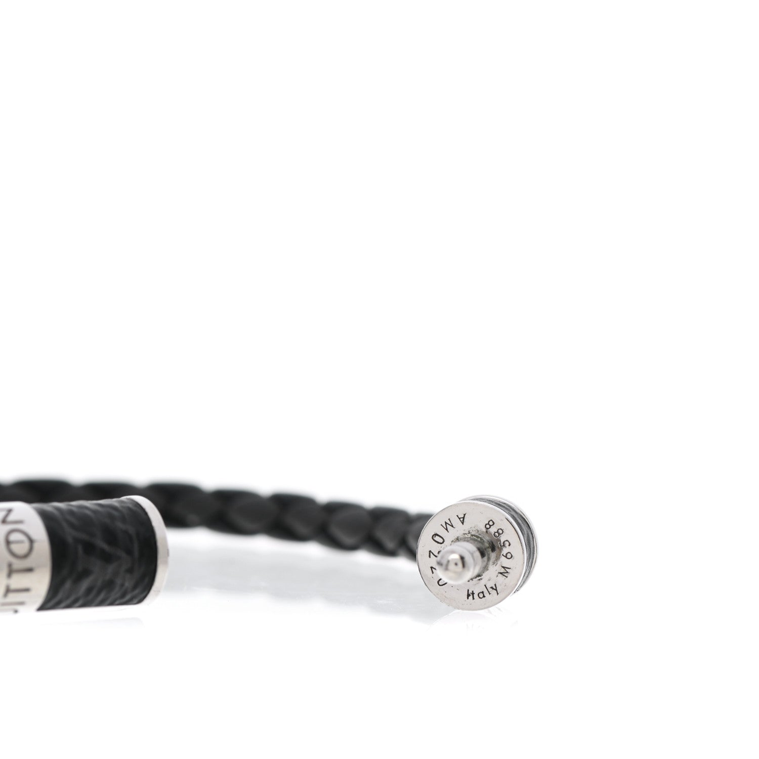 Louis Vuitton Calfskin Monogram Eclipse Braided Bracelet 19 Black 4 of 5