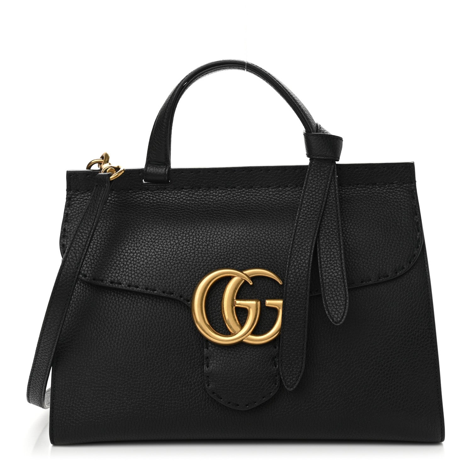 Gucci Calfskin Small GG Marmont Top Handle Bag Black 1 of 11