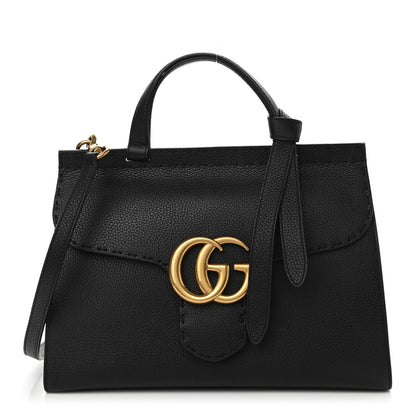 Gucci Calfskin Small GG Marmont Top Handle Bag Black 1 of 11