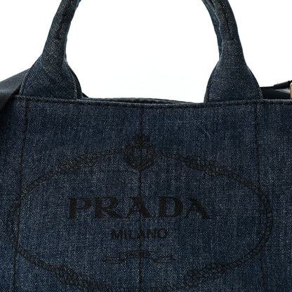 Prada Denim Canapa Logo Tote Bleu 8 of 13