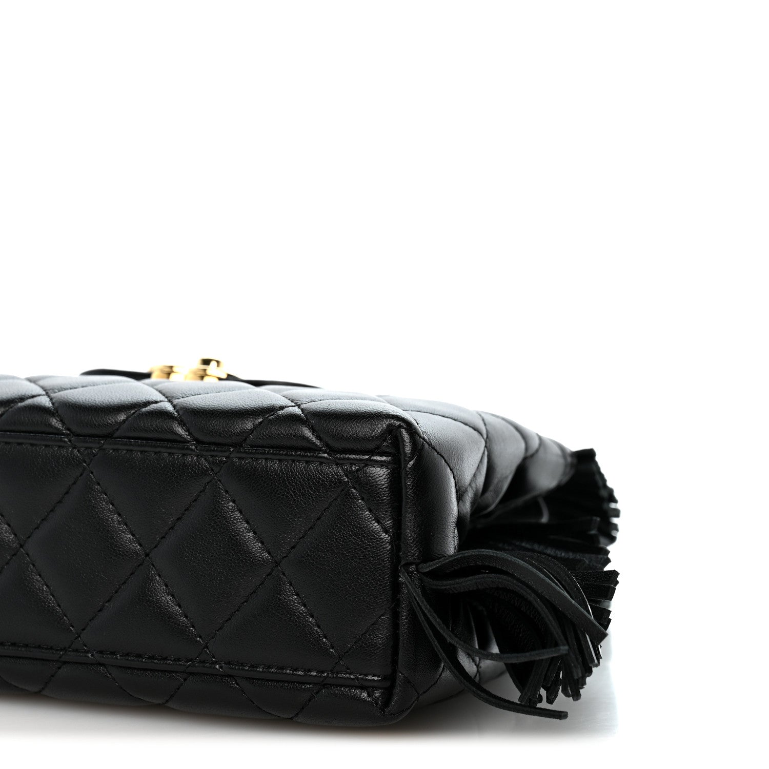 Chanel Lambskin Fringe Nano Kelly Shopper Black 10 of 11