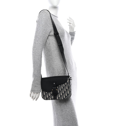 Christian Dior Oblique Jacquard Grained Calfskin Small Saddle Messenger Bag Beige Black 2 of 11