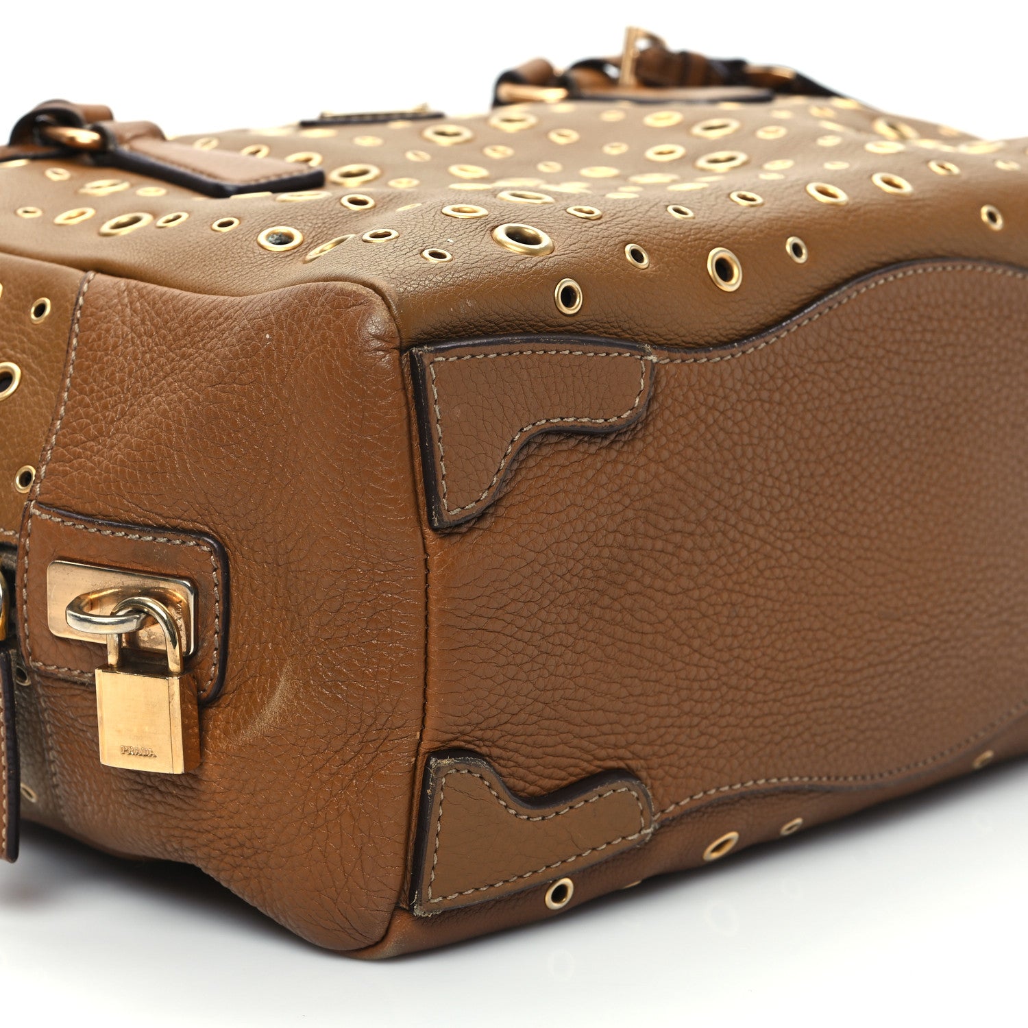 Prada Vitello Daino Grommet Satchel Bruciato 8 of 12