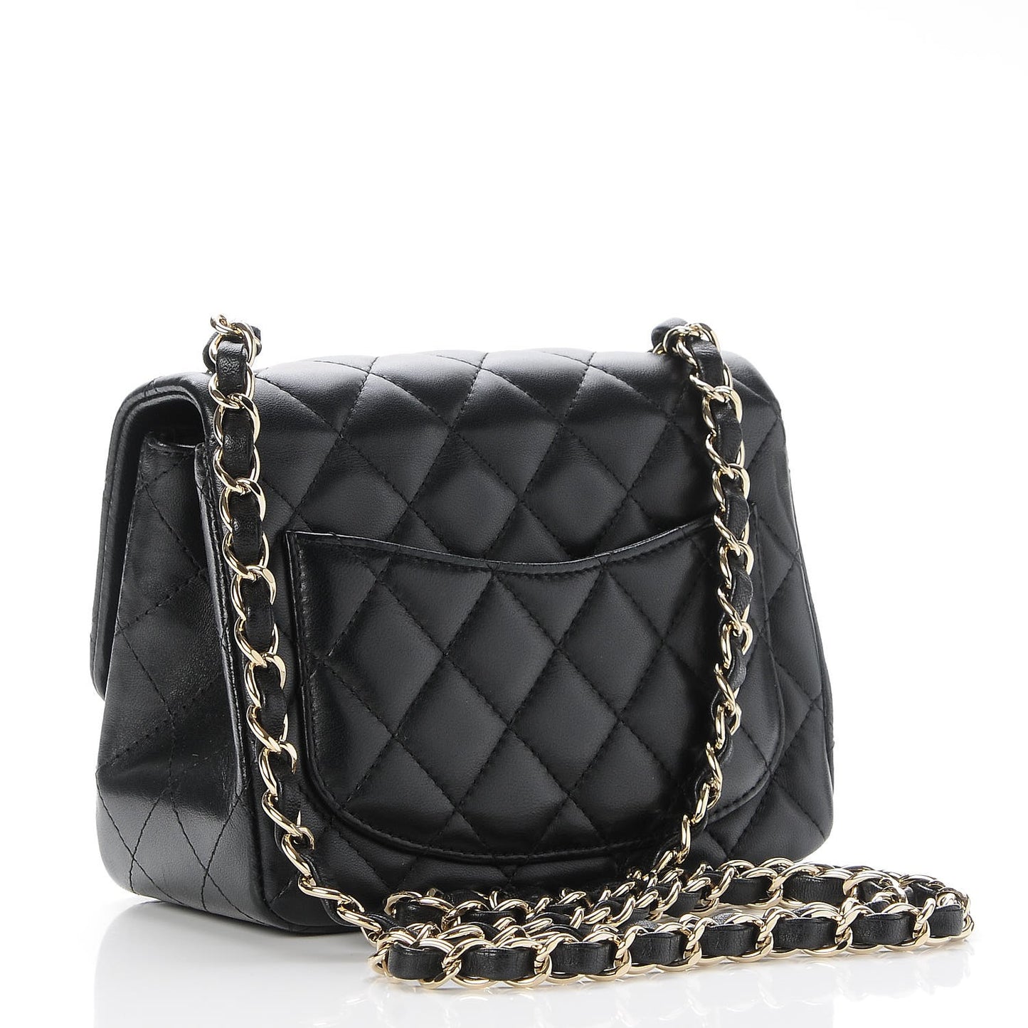 Lambskin Quilted Mini Square Flap Black