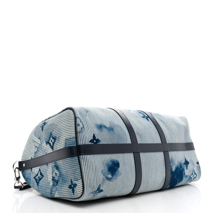 Louis Vuitton Monogram Watercolor Keepall Bandouliere 50 Hickory Stripes Denim 3 of 10
