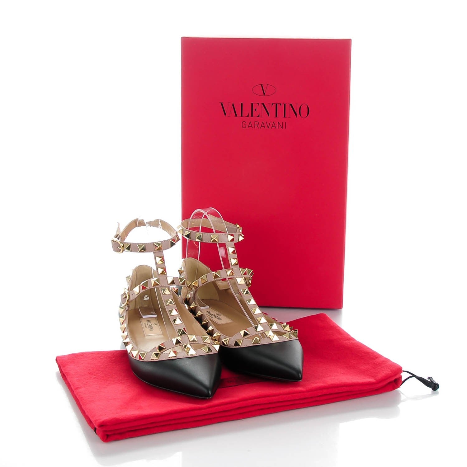 Valentino Garavani Nappa Rockstud Cage Ballerina Flats 35 Black Poudre 9 of 9