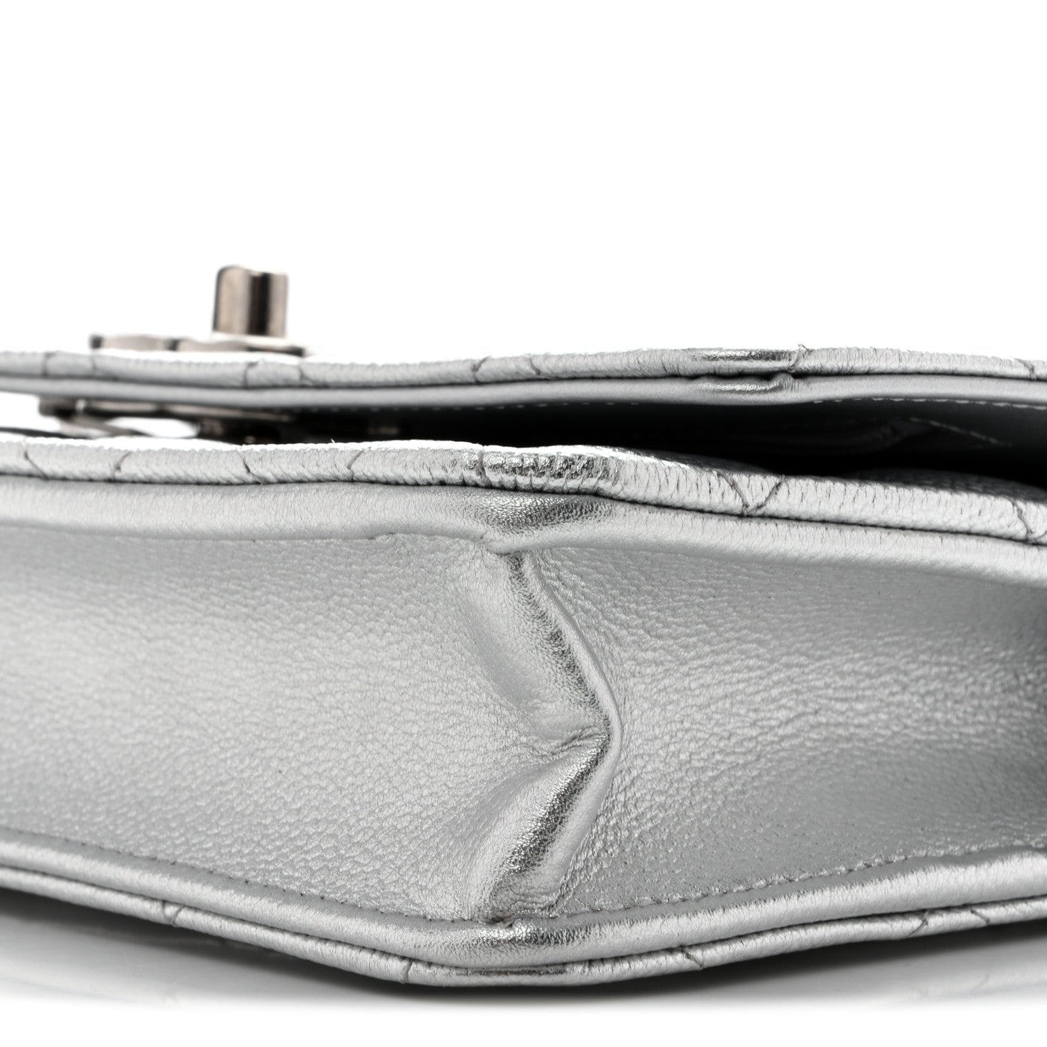 Chanel Metallic Caviar Quilted Wallet On Chain WOC Silver 11 of 13