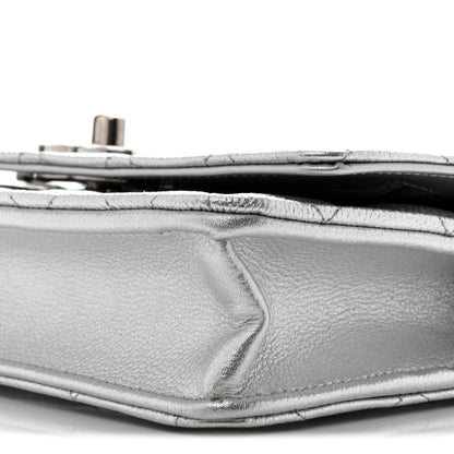 Chanel Metallic Caviar Quilted Wallet On Chain WOC Silver 11 of 13