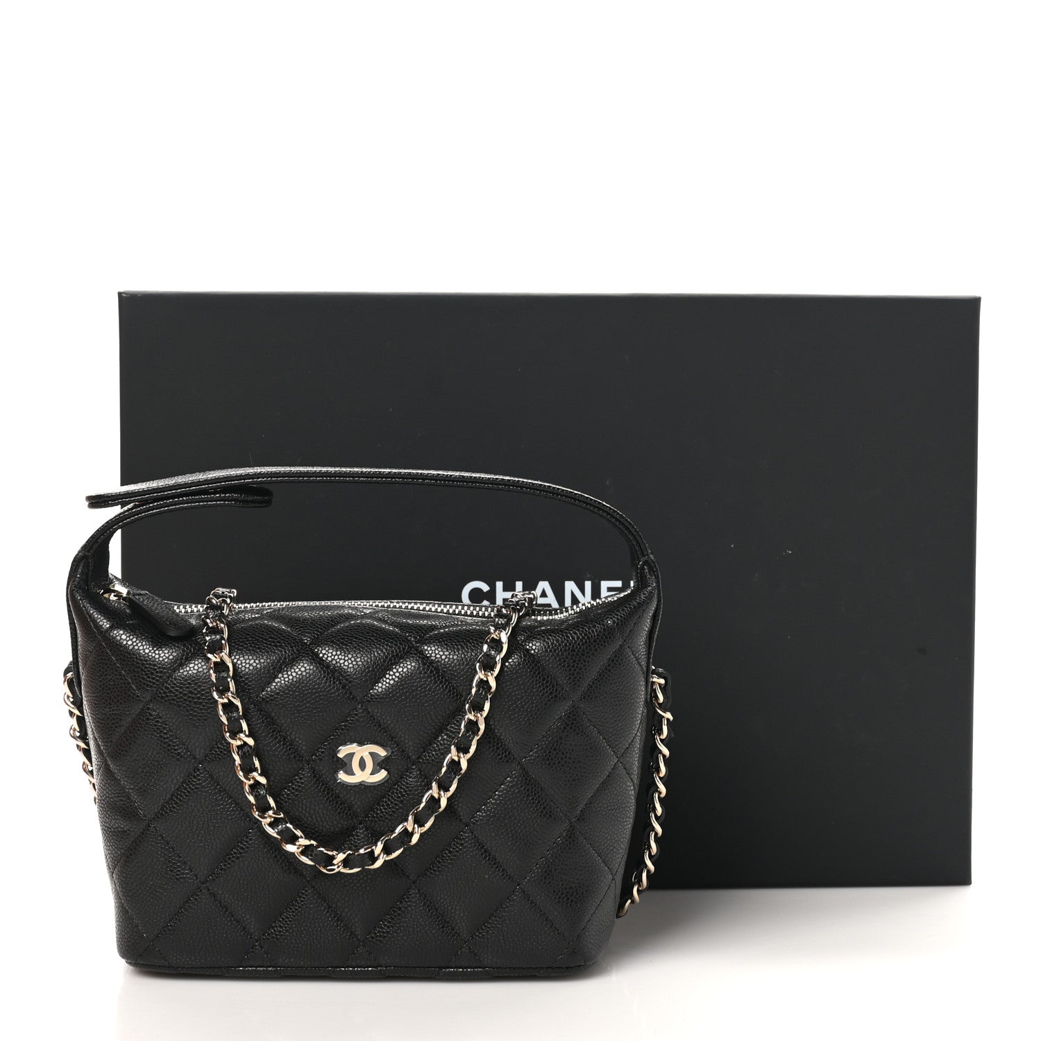Chanel Caviar Quilted Hobo Clutch With Chain Black 11 of 11