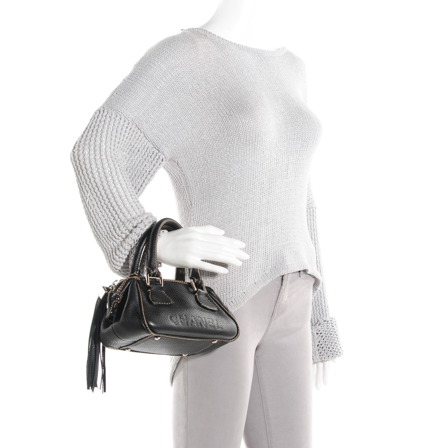 Chanel Calfskin Small Tassel Satchel Black 2 of 7
