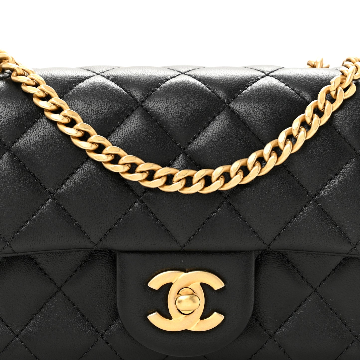 Lambskin Quilted Mini Rectangular Sweet Camellia Flap Black