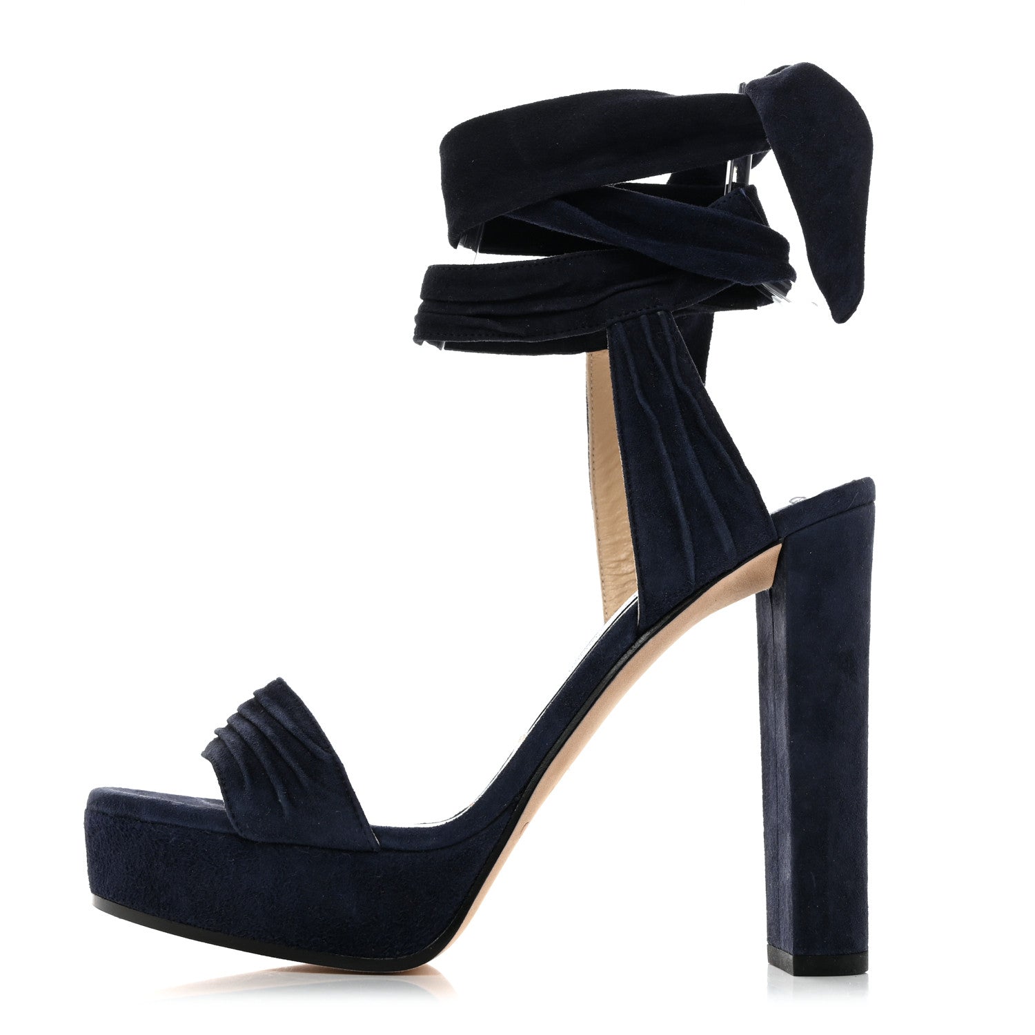 Jimmy Choo Soft Suede Kaytrin 120 Platform Sandals 38 Navy 1 of 8