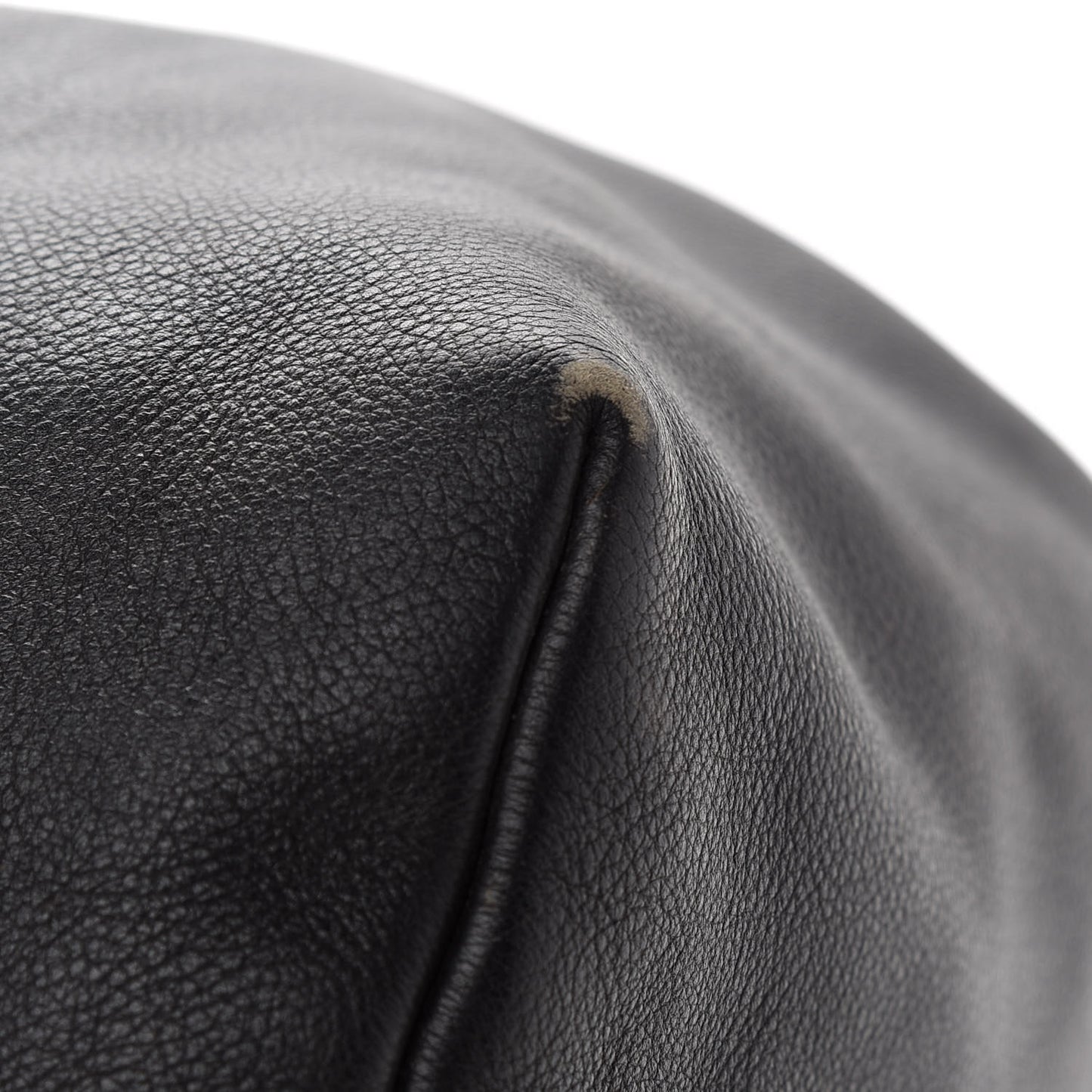 Grained Calfskin CC Drawstring Bucket Bag Black
