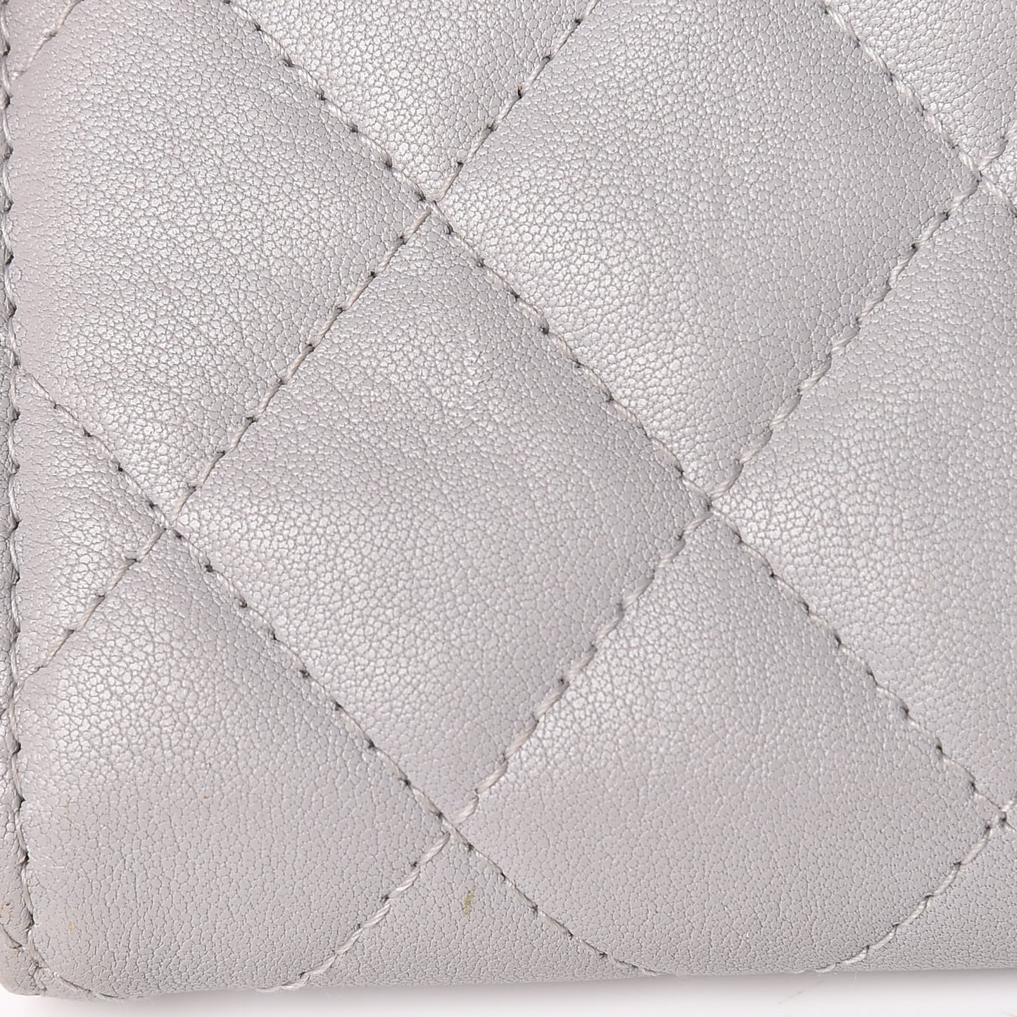Lambskin Quilted CC Box Flap Wallet Grey